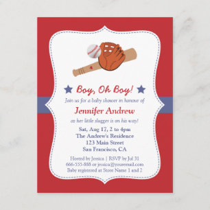 Honkbalster baby jongen showerfeest kaart