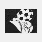Honkbalstiks Voetbal Patroon Hart Bal Moeder Fleece Deken (Voorkant (Horizontaal))