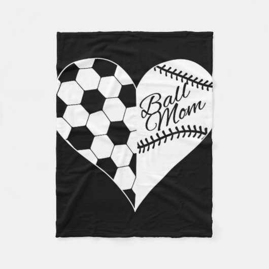 Honkbalstiks Voetbal Patroon Hart Bal Moeder Fleece Deken (Voorkant)