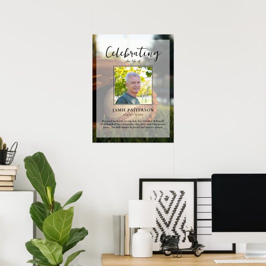 Honkbalsupporter Speler Leven Viering Foto Begrafe Poster (Thuiskantoor)