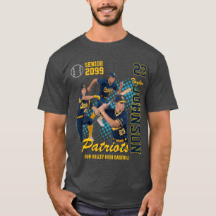 Honkbalteam aangepaste foto senioren nacht blauw t-shirt