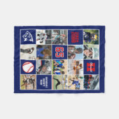 Honkbalteam Senior Night Aangepaste Foto Blauwe Ro Fleece Deken (Voorkant (Horizontaal))