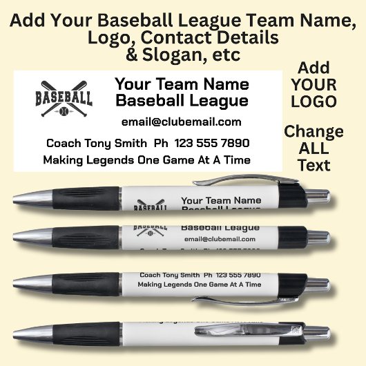 Honkbalteam - Voeg je eigen details & Logo toe Pen