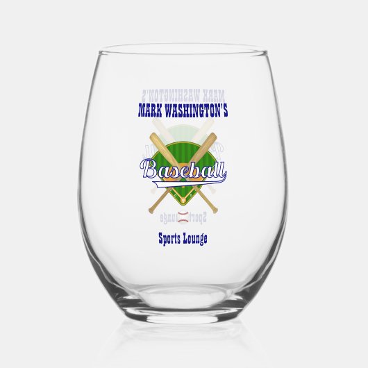 Honkbalteamspeler Sports Lounge Drinkware Wijnglas Zonder Voet (Voorkant)