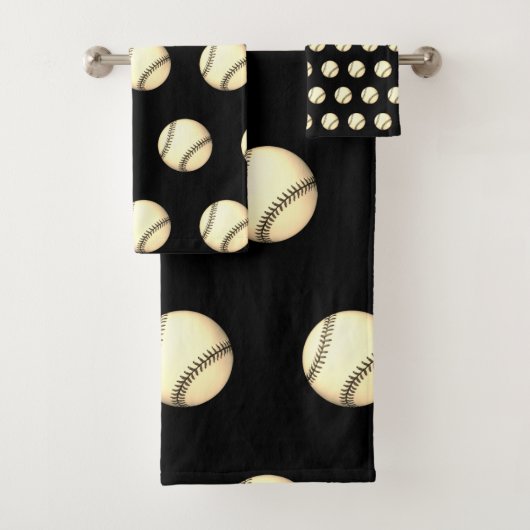 Honkbalthema Zwart Bad Handdoek (Insitu)