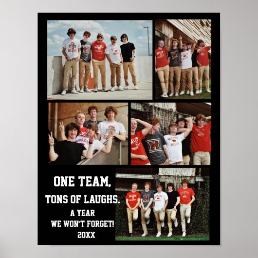 Honkbaltrainer Fotocollage Naam Team # Poster (Voorkant)
