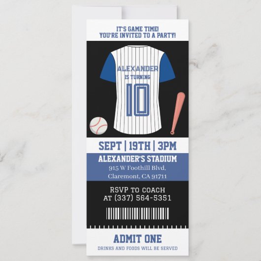 Honkbaltrui Ticket Verjaardagsfeestje Kaart (Voorkant)