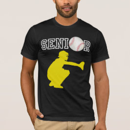 Honkbaltvanger Speler Geel Silhouet T-shirt