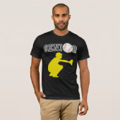 Honkbaltvanger Speler Geel Silhouet T-shirt (Voorkant volledig)