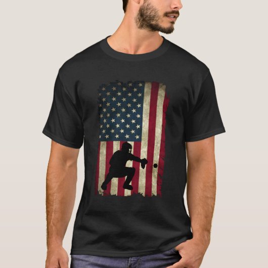 Honkbalvangers Gear Amerikaanse vlag Baseballin T-shirt (Voorkant)