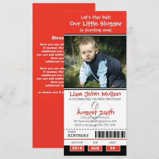 honkbalverjaardagskaart kaart (Voorkant / Achterkant)