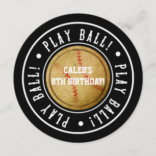 honkbalwedstrijd BALL Black Party nodiging Kaart