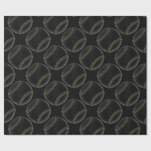 honkbalzwart cadeaupapier (Vlak)