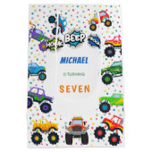 Honkbeep vroom monster vrachtwagens verjaardagscom medium cadeauzakje (Achterkant)