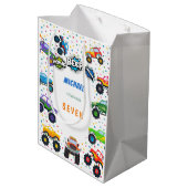 Honkbeep vroom monster vrachtwagens verjaardagscom medium cadeauzakje (Achterkant Gekanteld)