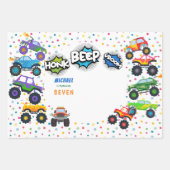 Honkbeep-vroom-monstervrachtwagen - jarig inpakpapier vel (Voorkant)