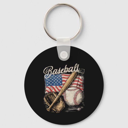 Honkdevlag honkbalspeler knuppel fan catcher sleutelhanger (Voorkant)