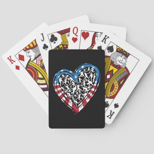 Honkeybal Softbal - Amerikaanse vlag hart Pokerkaarten (Achterkant)