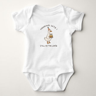 Honking Into Birthday Goose Funny Custom Age Romper