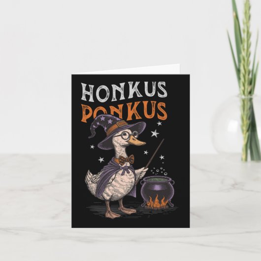 Honkus Ponkus Funny Halloween Witch Goose Duck Lov Kaart (Voorkant)