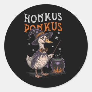 Honkus Ponkus Funny Halloween Witch Goose Duck Lov Ronde Sticker