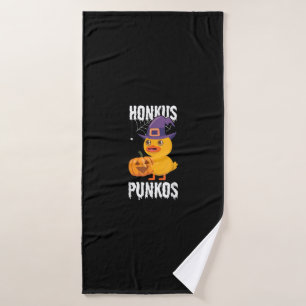 Honkus Ponkus Grappige Eend Halloween Heks Ontwerp Badhanddoek