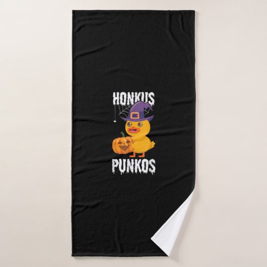 Honkus Ponkus Grappige Eend Halloween Heks Ontwerp Badhanddoek (Badhanddoek)