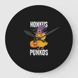 Honkus Ponkus Grappige Eend Halloween Heks Ontwerp Grote Klok