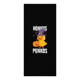 Honkus Ponkus Grappige Eend Halloween Heks Ontwerp Reclamekaart