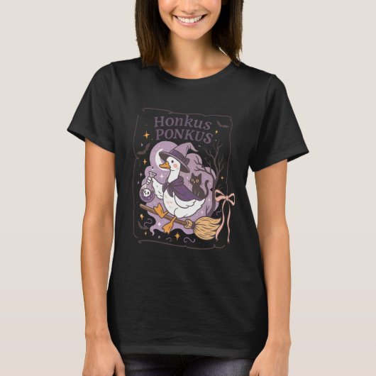 Honkus Ponkus Heks Gans Grappige Halloween Shirt C (Voorkant)