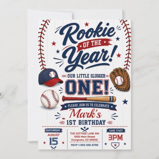 Honky Tonk Eerste Verjaardag Honkbal Kaart (Voorkant)