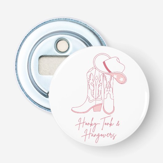 Honky Tonk en kater ontwerp | Cowboylaarzen Button Flesopener (Voorkant)