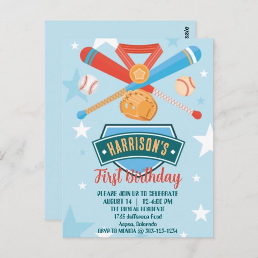 Honky van het Jaar Honkbal 1e Verjaardag Briefkaart (Voorkant / Achterkant)