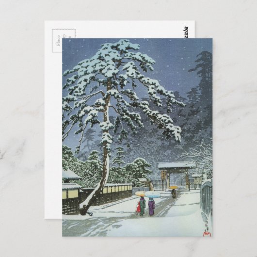 Honmonji Tempel in Sneeuw - Kawase Hasui 川瀬 巴水 Briefkaart (Voorkant / Achterkant)