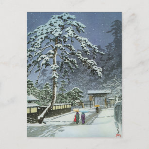 Honmonji Tempel in Sneeuw - Kawase Hasui 川瀬 巴水 Briefkaart