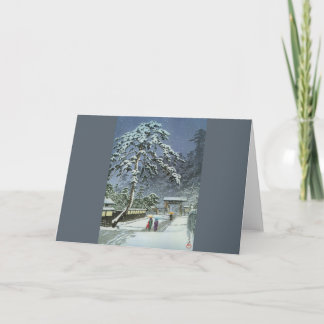 Honmonji Tempel in Sneeuw - Kawase Hasui 川瀬 巴水 Feestdagen Kaart