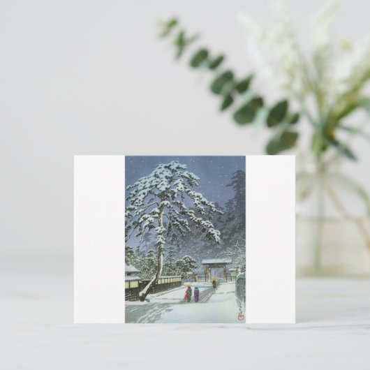 Honmonji Temple in Snow - Kawase Hasui 川 巴 水 Briefkaart (Staand voorkant)