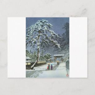 Honmonji Temple in Snow - Kawase Hasui 川 巴 水 Briefkaart