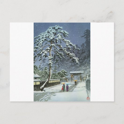 Honmonji Temple in Snow - Kawase Hasui 川 巴 水 Briefkaart (Voorkant)