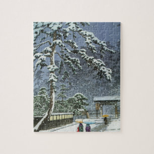 Honmonji Temple in Snow - Kawase Hasui 川 巴 水 Legpuzzel