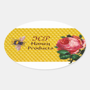 HONOIE EN PINK ROSE, BEEKEEPER MONOGRAM OVALE STICKER