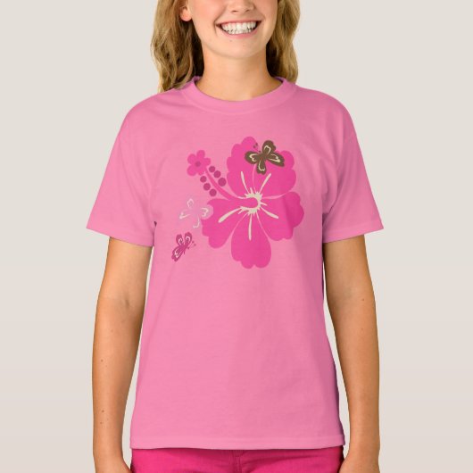 Honolua Butterfly en Hawaïaanse Hibiscus T-shirt (Voorkant)