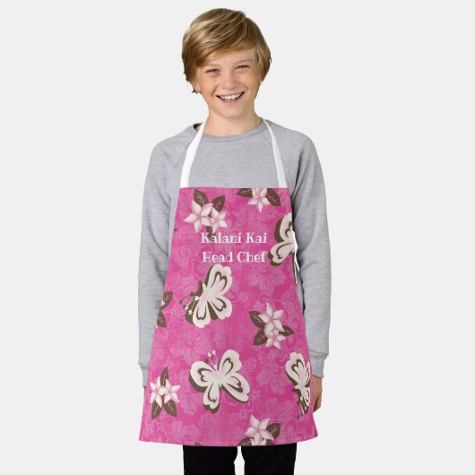 Honolua Butterfly en Hawaiian Hibiscus Pink Schort (Gedragen)