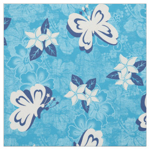 Honolua Plumeria Butterfly en Hawaiian Hibiscus Stof