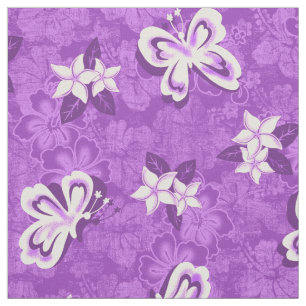 Honolua Plumeria Butterfly en Hawaiian Hibiscus Stof