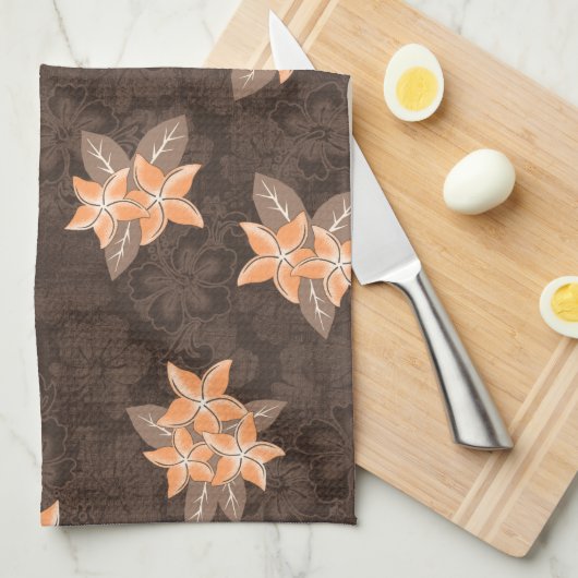 Honolua Plumeria Hawaiian Tropical Print Theedoek (Quarter Fold)