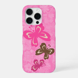 Honolua Vlinder en Hawaiaanse Hibiscus Roze iPhone 16 Pro Hoesje