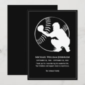 Honolulu Baseball Catcher Rouwmonument Zwart en Wi Bedankkaart (Voorkant / Achterkant)