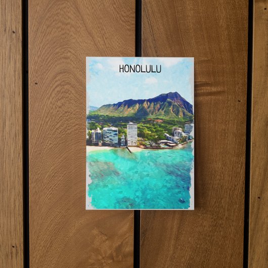 Honolulu Beach Hawaii Vintage Travel Uitzicht Briefkaart
