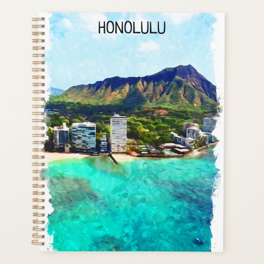 Honolulu Beach Hawaii Vintage Travel Uitzicht Planner (Voorkant)